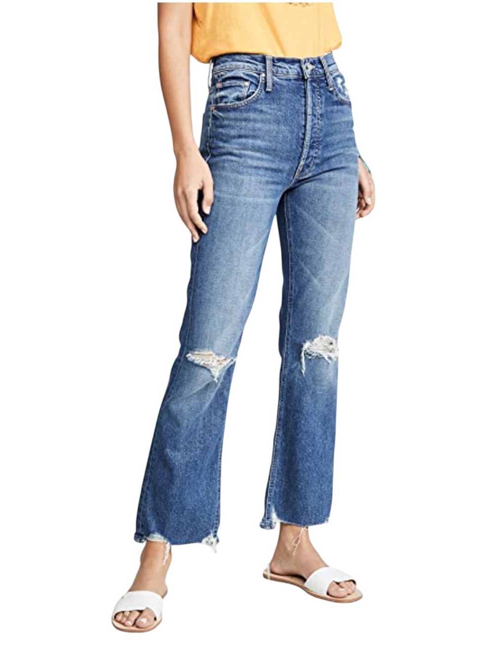MOTHER The Tripper Chew “Crying' Cowboys” High Rise Cropped Distressed Jean